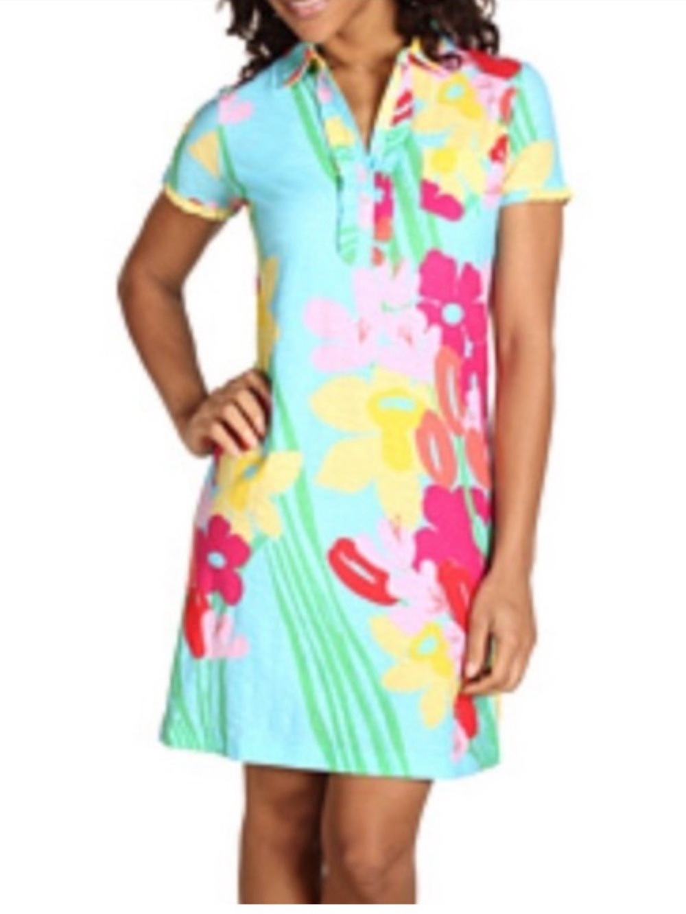 Lilly Pulitzer Carolyn Dress in Shorely Blue Lavish Lillies size large NWOT